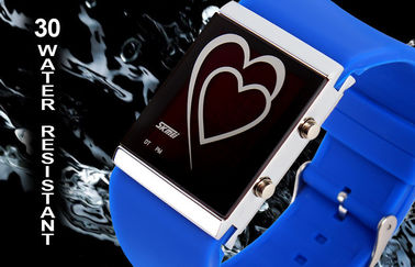 ساعت مچی LED دیجیتال قلب سبک زن و شوهر EL نور پس زمینه آینه دیده بان